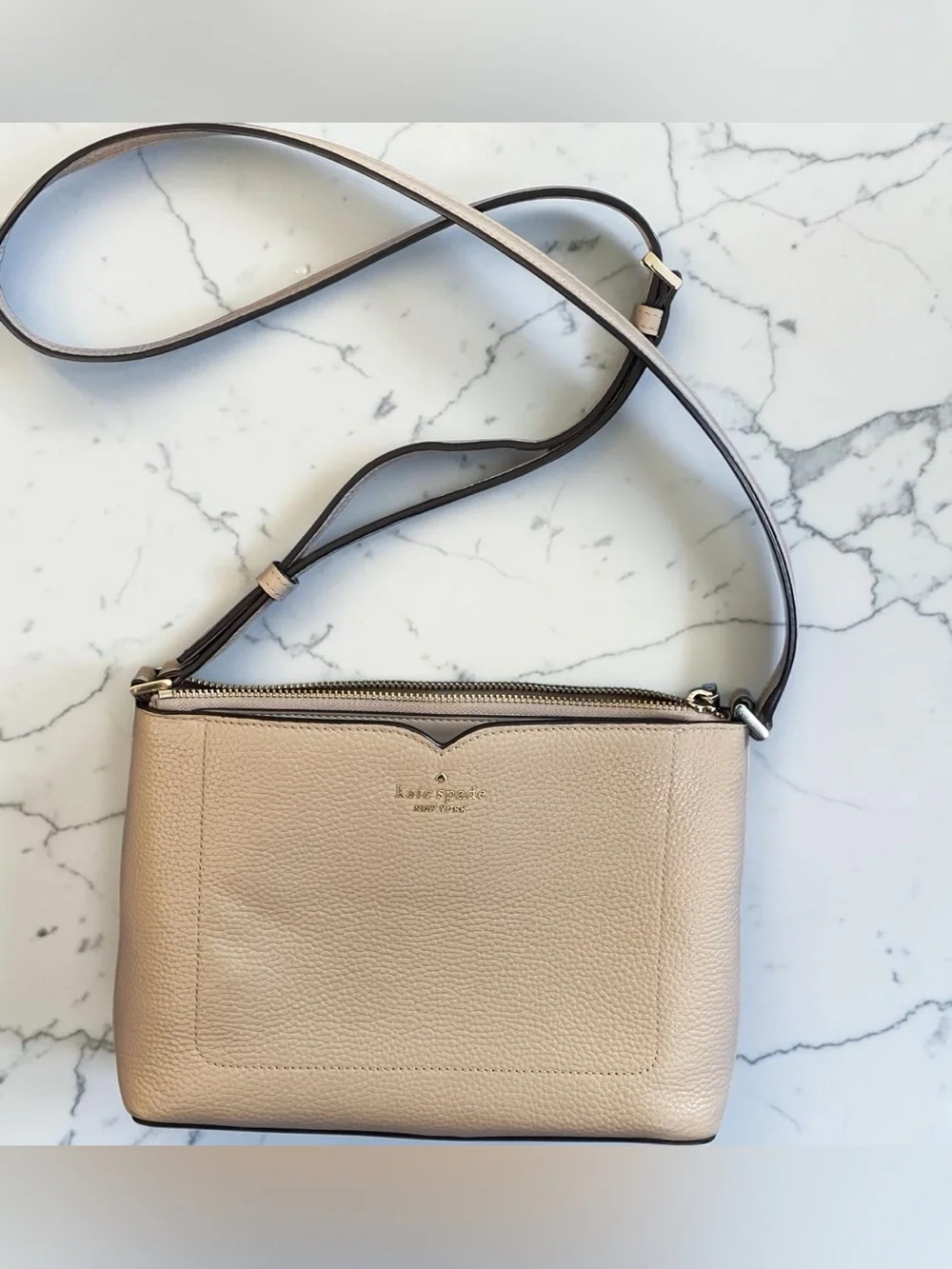 kate spade Pebbled Leather Crossbody Bag in Beige